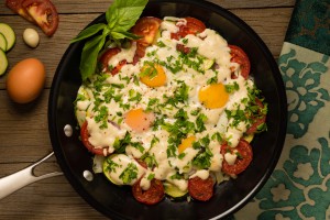 Italian Baked Eggs with Basil
